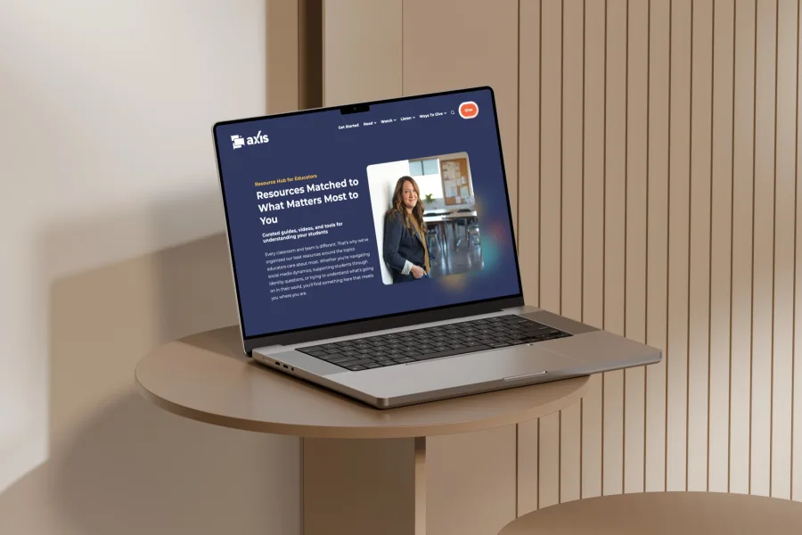 The Axis resource hub for educators, open on a laptop